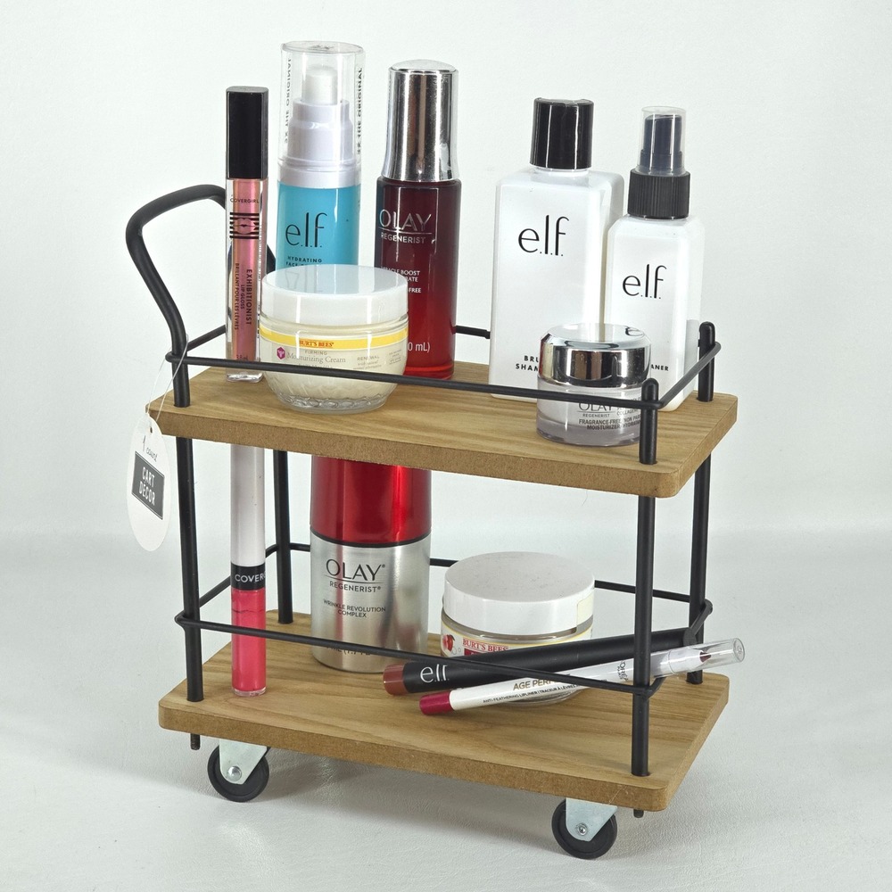 Horizon Group USA 2 Tier Retail Counter TikTok Display Cart Home Decor Brown NEW